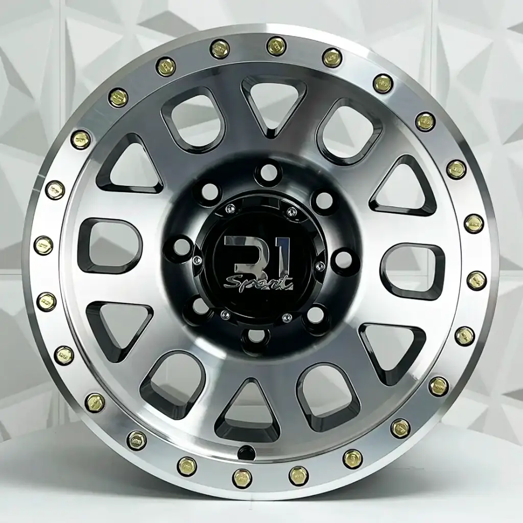RIN 16X8 8-170 R1 SPORT 2751 BLACK MACHINE FACE GOLD RIVETS ET0 CB130.81