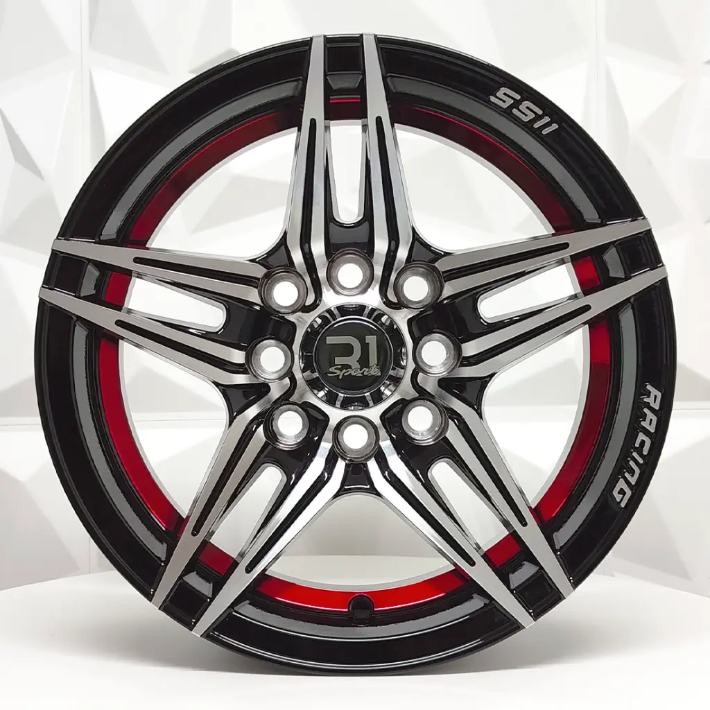 RIN 13X5.5 4-100/114.3 R1 SPORT L2071 BLACK MACHINE FACE RED LINE ET18 CB73.1