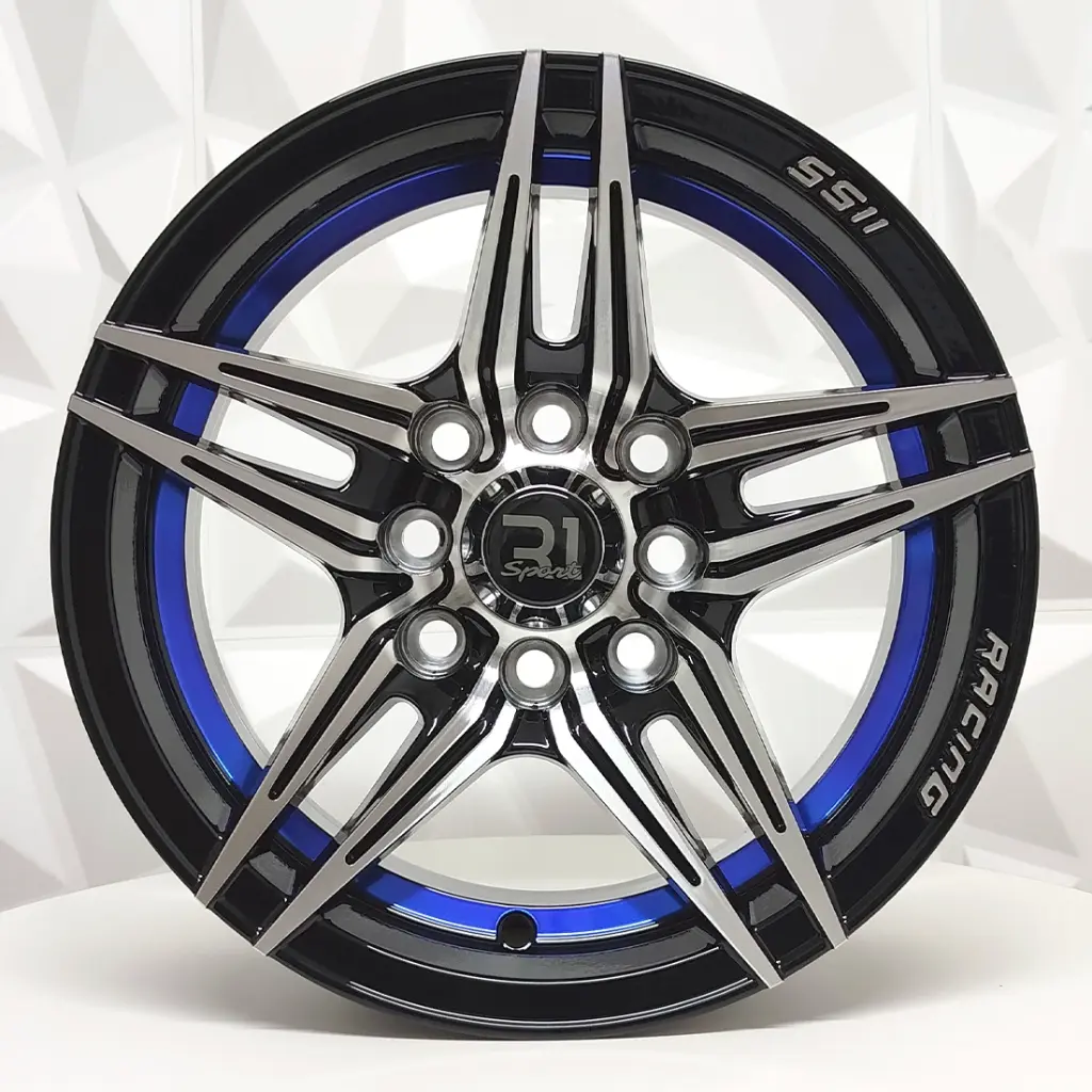 RIN 13X5.5 4-100/114.3 R1 SPORT L2071 BLACK MACHINE FACE BLUE LINE ET18 CB73.1