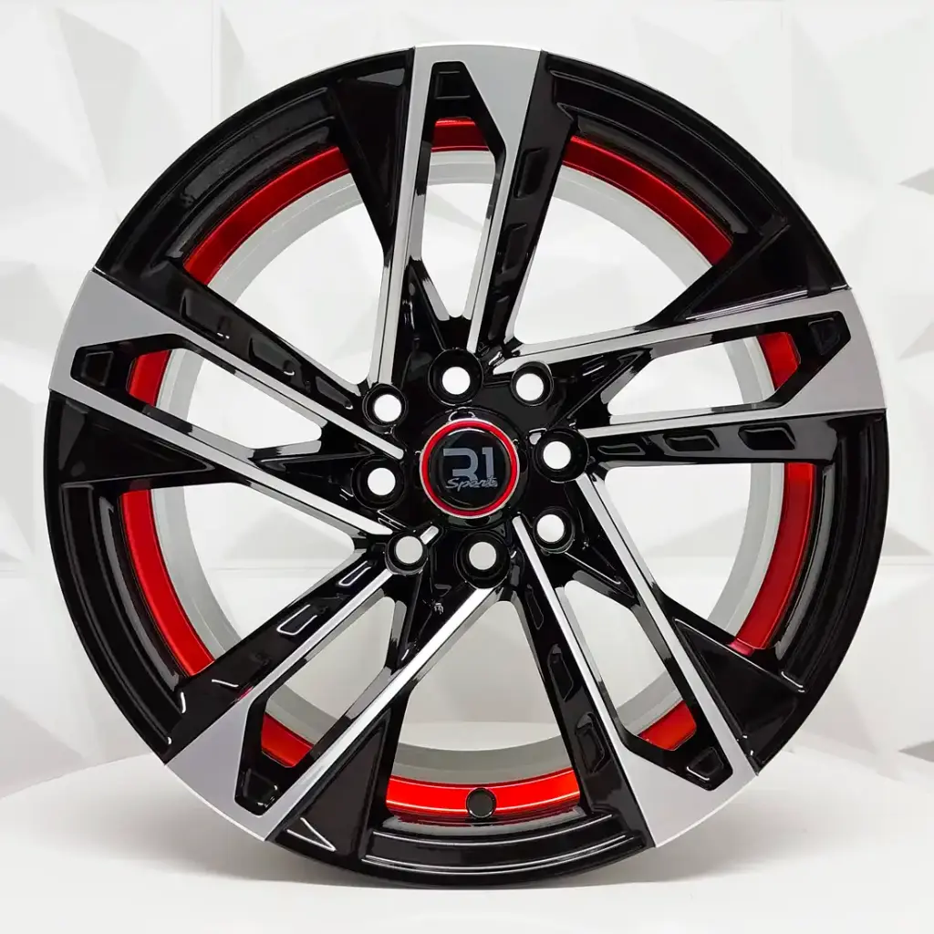 RIN 15X8.5 4-100/114.3 R1 SPORT JCW39 BLACK MACHINE FACE RED UNDERCUT ET5 CB73.1