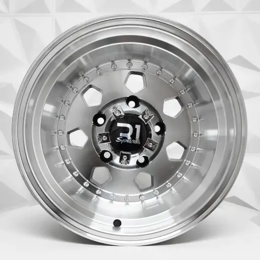 [156739] RIN 15X10 5-127 R1 SPORT X079 BLACK MACHINE FACE CHROME RIVETS ET-44 CB83