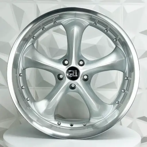 [201213F] RIN 20X8.5 5-114.3 R1 SPORT A5061F SILVER MI CHROME RIVETS ET15 CB73.1